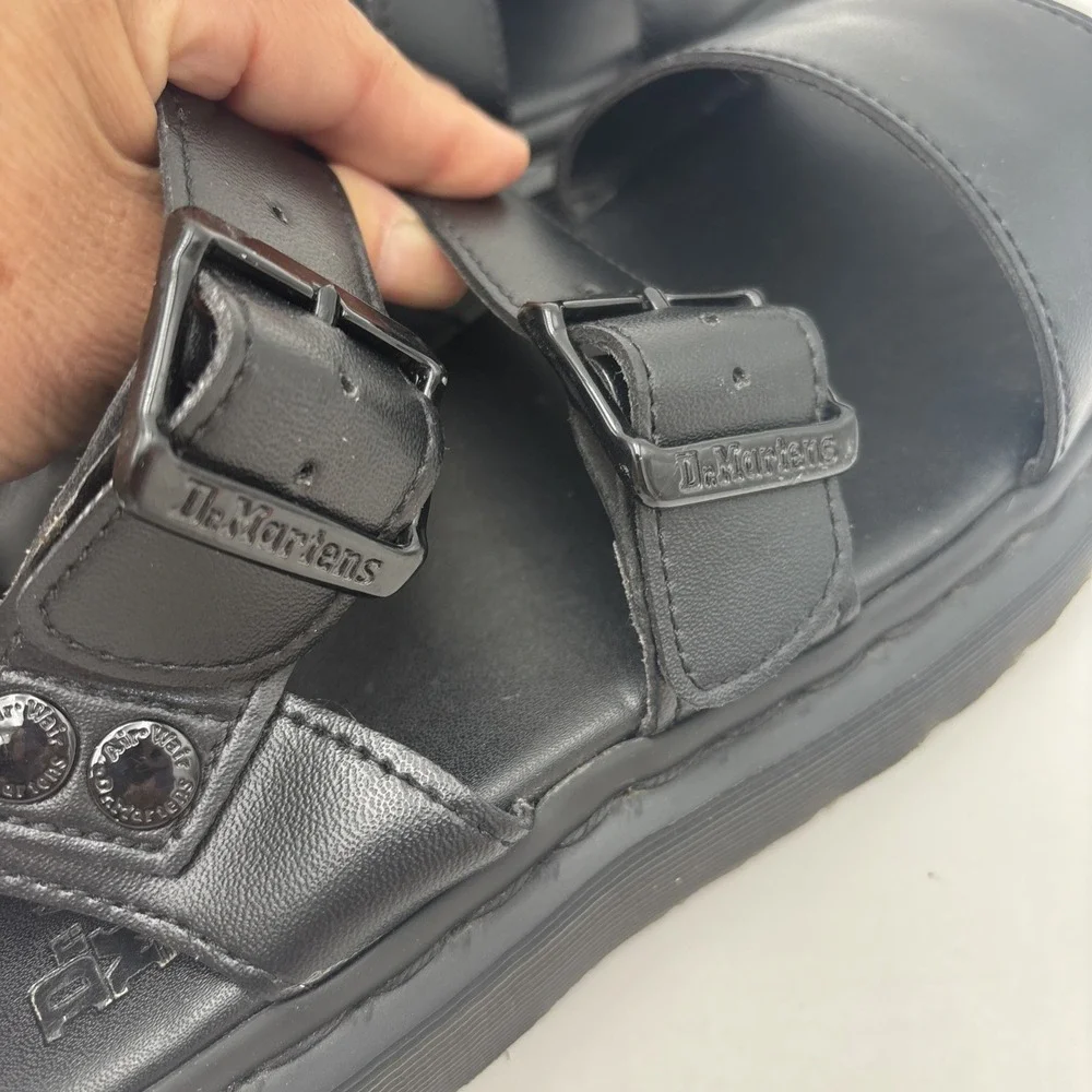 Dr Martens Gryphon Black Vegan Leather Sandals Size US 8M